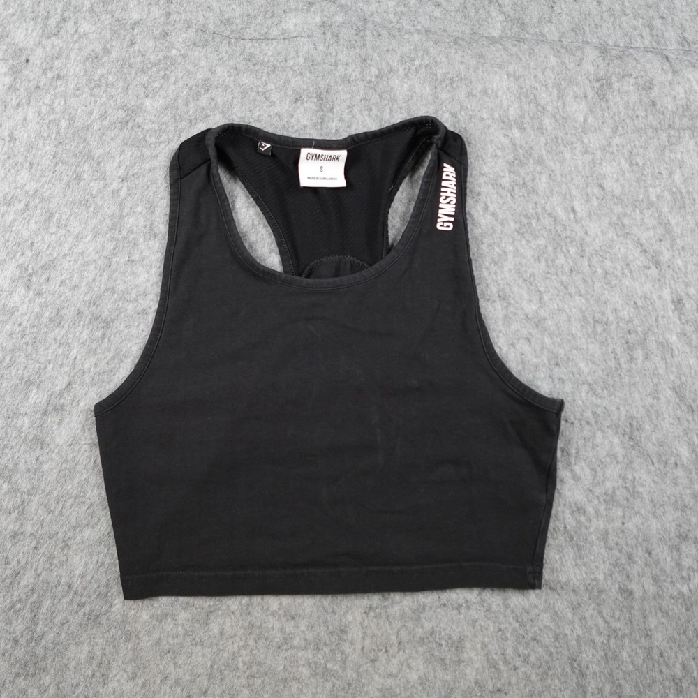 Gymshark Top Women Small Black Racerback Mesh Back Cropped Athletic Activewear